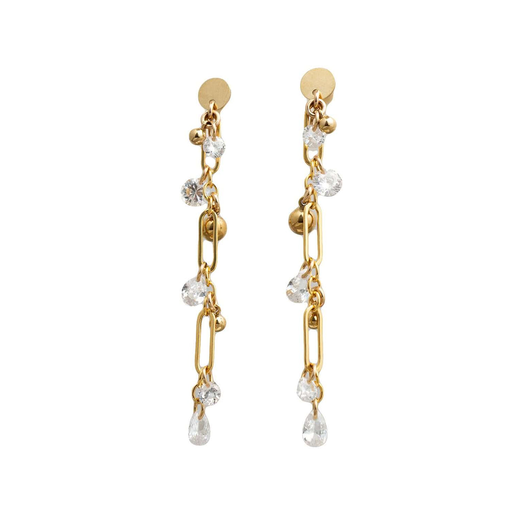 Handcrafted geometric cluster dangle bridal earrings with architectural mixed metal design by Kate Koel