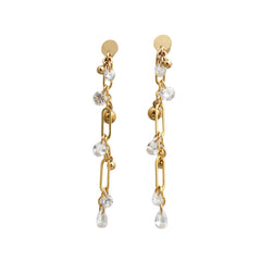 Handcrafted geometric cluster dangle bridal earrings with architectural mixed metal design by Kate Koel