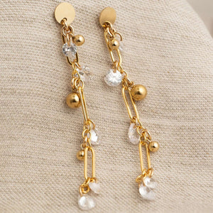 Handcrafted geometric cluster dangle bridal earrings with architectural mixed metal design by Kate Koel