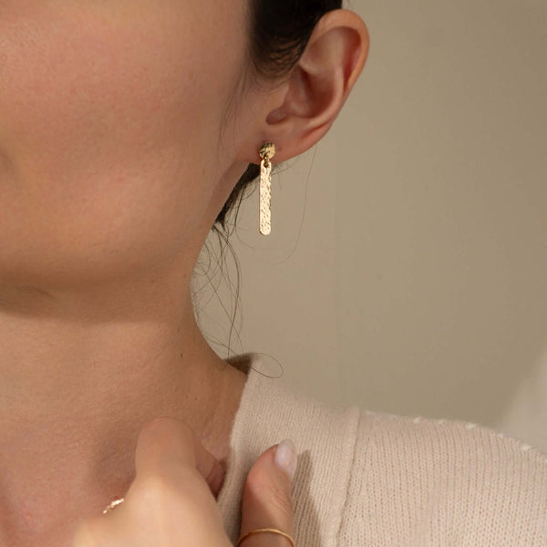 Hammered Bar Statement Earrings - Kate Koel