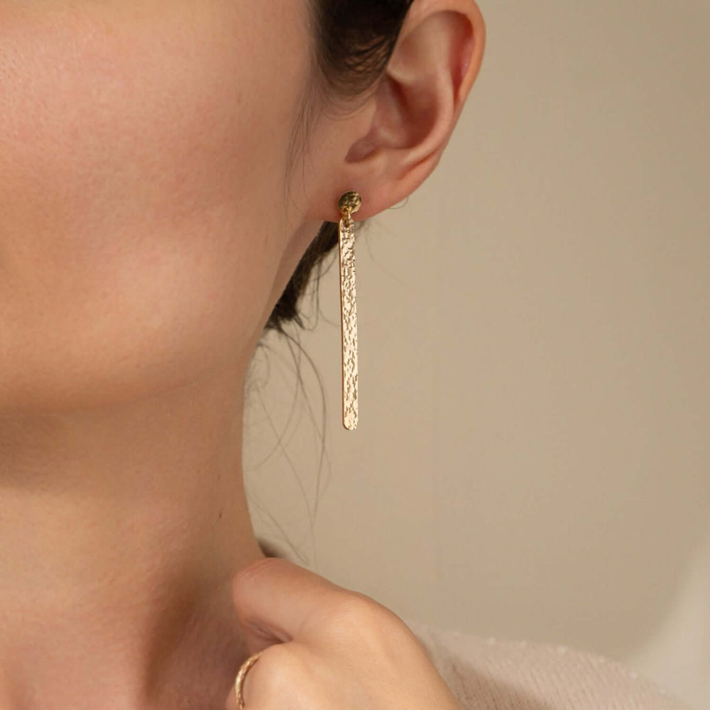 Hammered Bar Statement Earrings - Kate Koel
