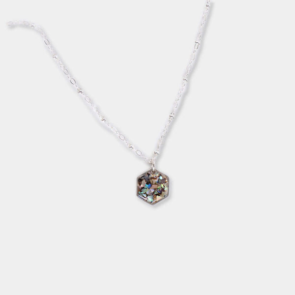 Hexagon Abalone Necklace in Silver - Kate Koel