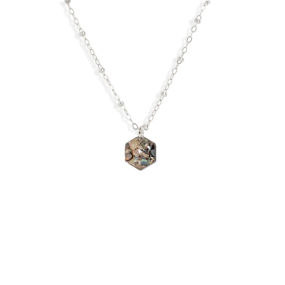 Hexagon Abalone Necklace in Silver - Kate Koel
