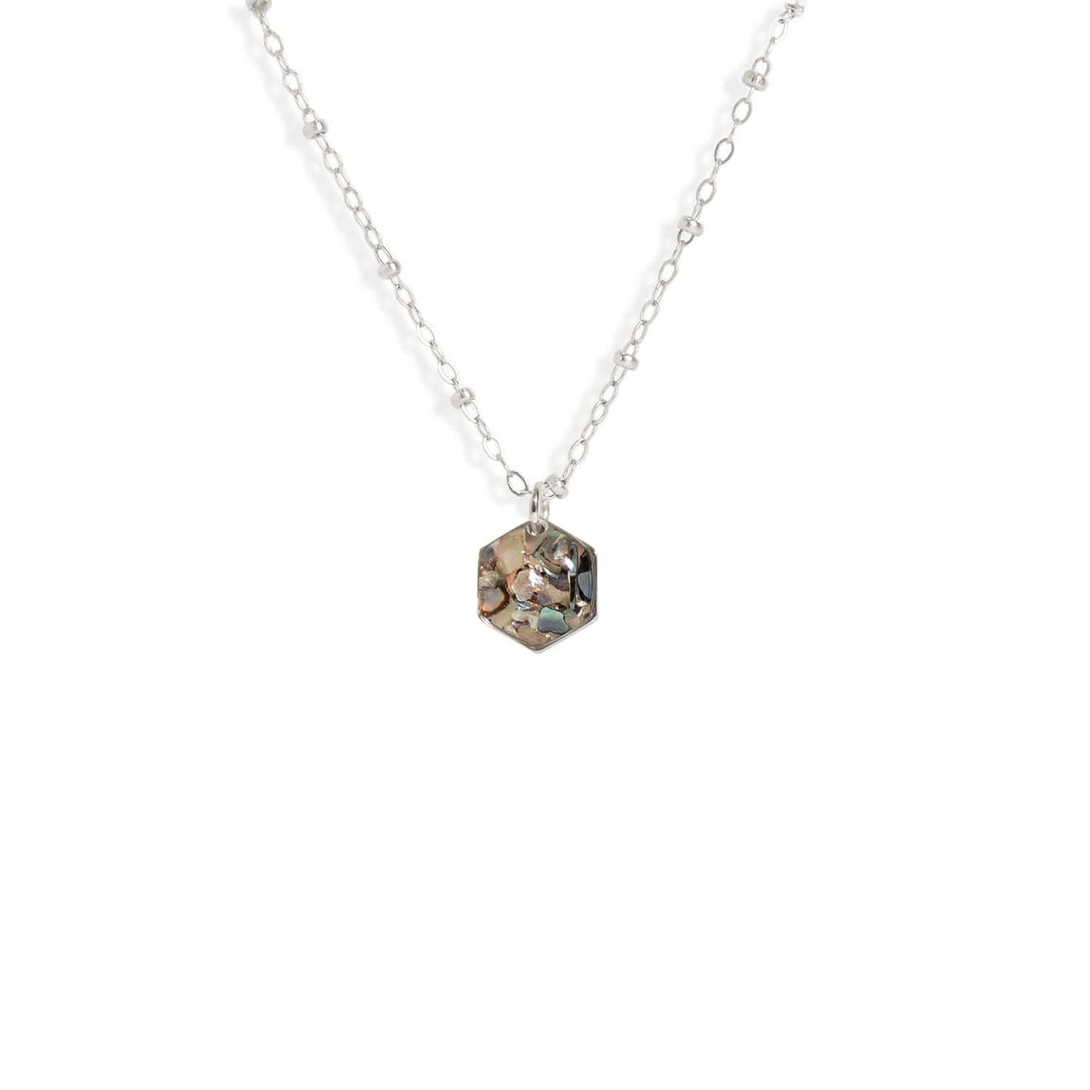 Hexagon Abalone Necklace in Silver