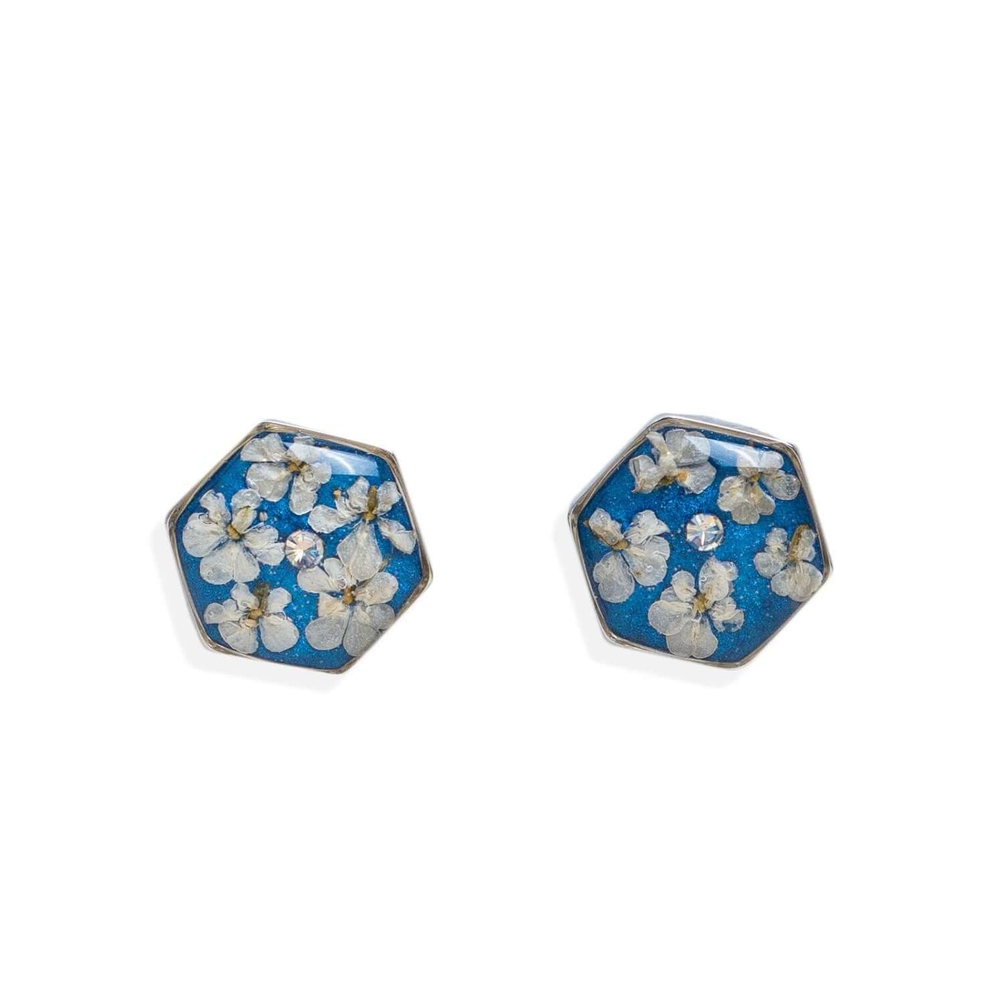 Hexagon flower earrings in Silver - Kate Koel