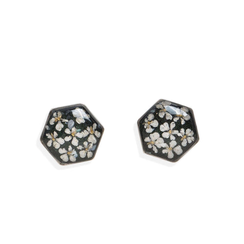 Hexagon flower earrings in Silver - Kate Koel