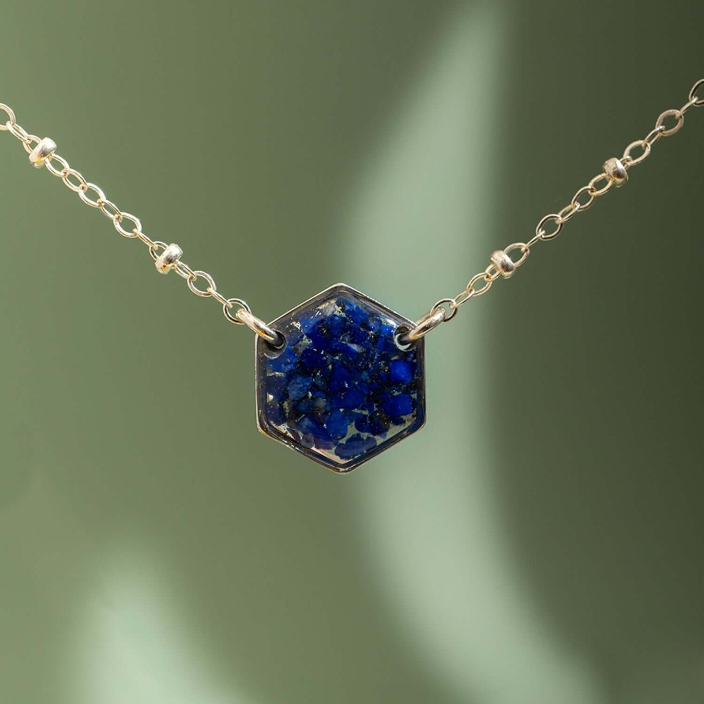 Hexagon Gem Necklace in Silver - Kate Koel