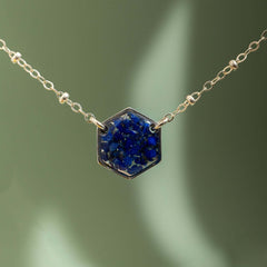 Hexagon Gem Necklace in Silver - Kate Koel
