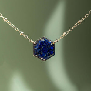 Hexagon Gem Necklace in Silver - Kate Koel