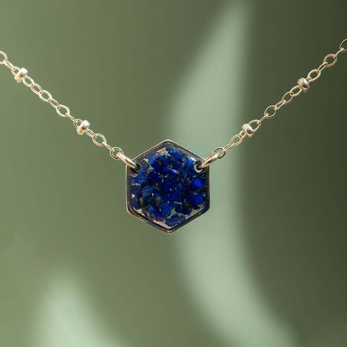 Hexagon Gem Necklace in Silver - Kate Koel