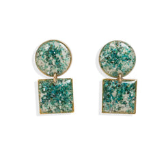 Handcrafted dangle earrings with genuine white howlite and blue-green chrysocolla stones by Kate Koel