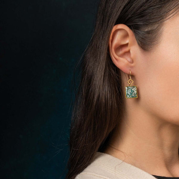 Howlite & Chrysocolla Square Dangle Earrings - Kate Koel