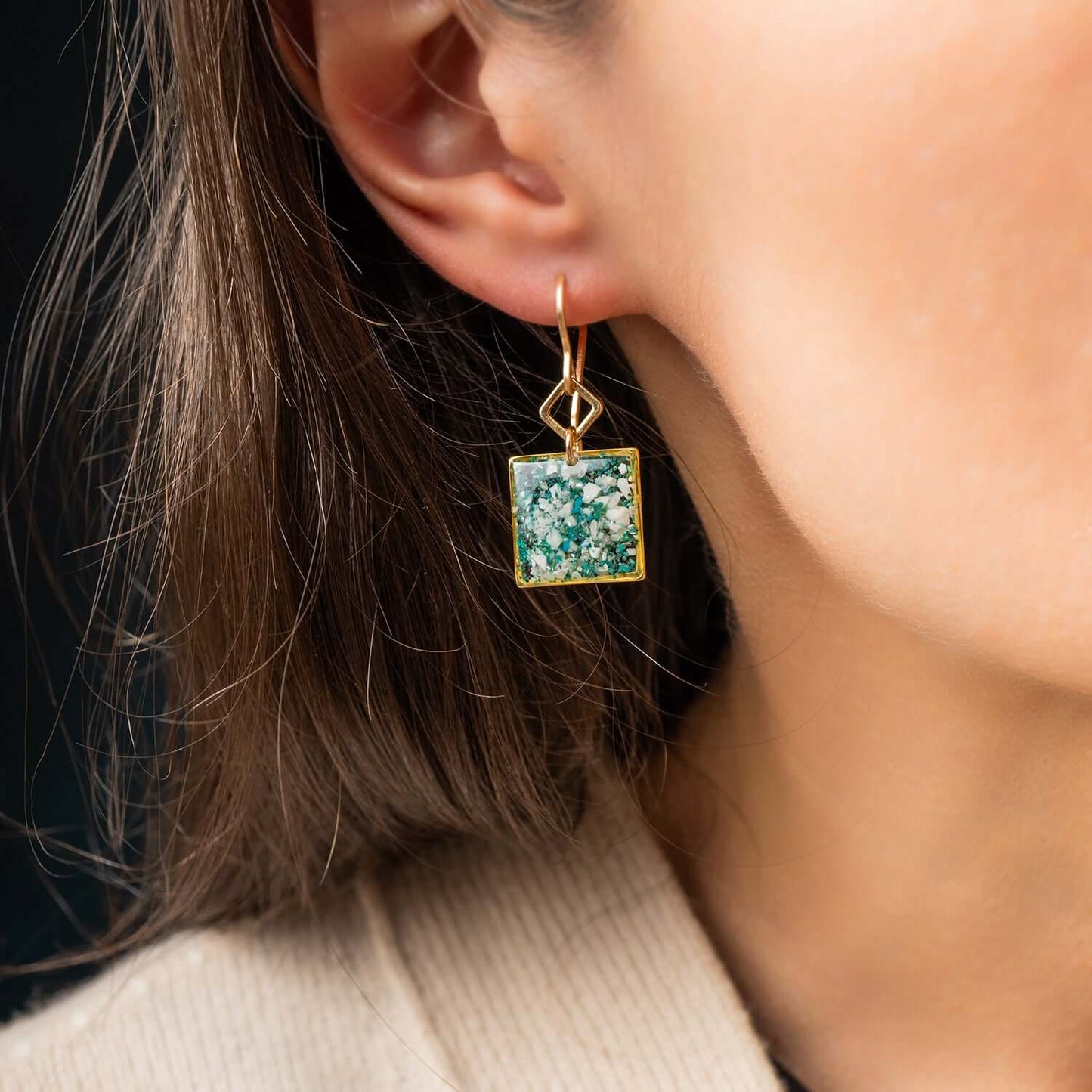 Howlite & Chrysocolla Square Dangle Earrings - Kate Koel