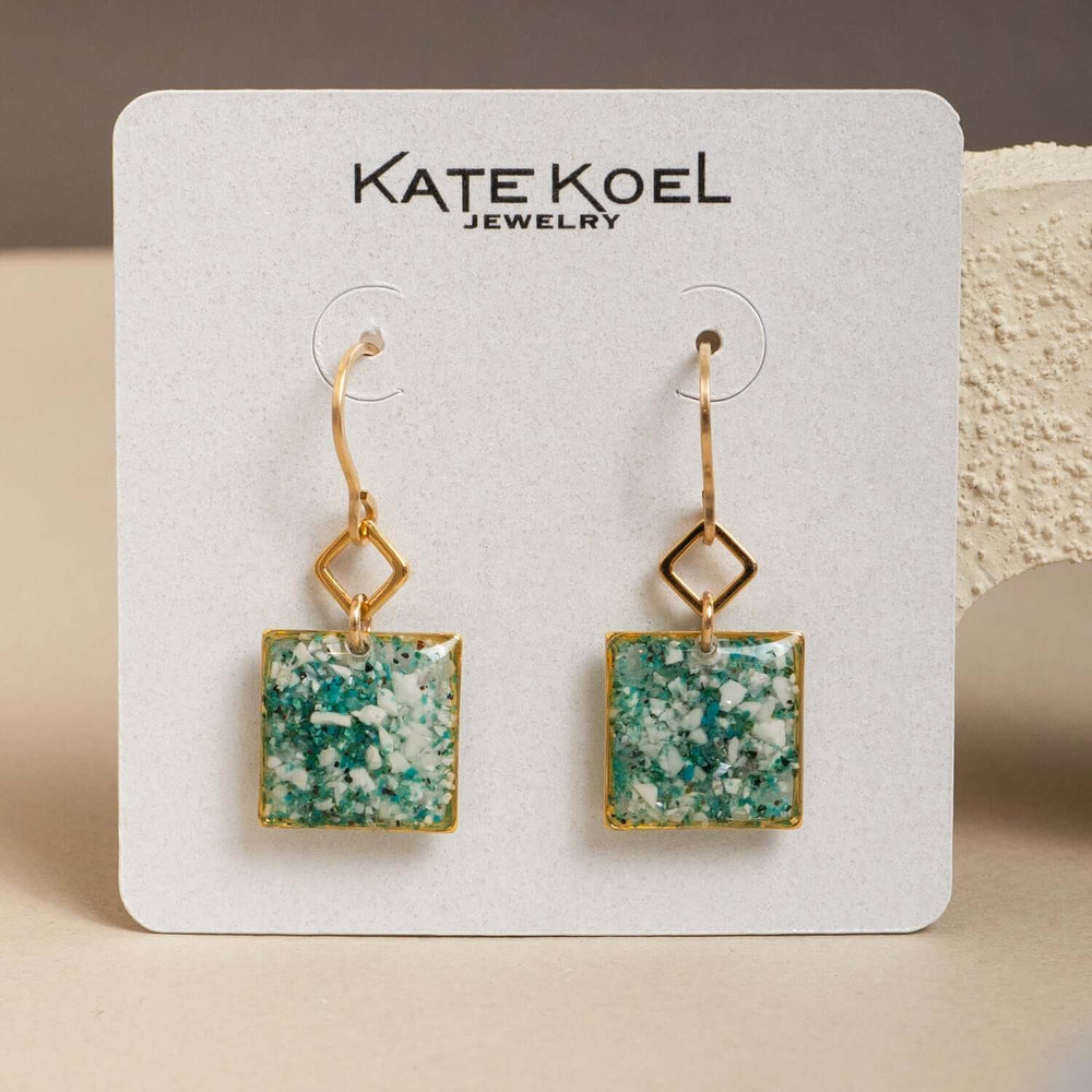 Howlite & Chrysocolla Square Dangle Earrings - Kate Koel