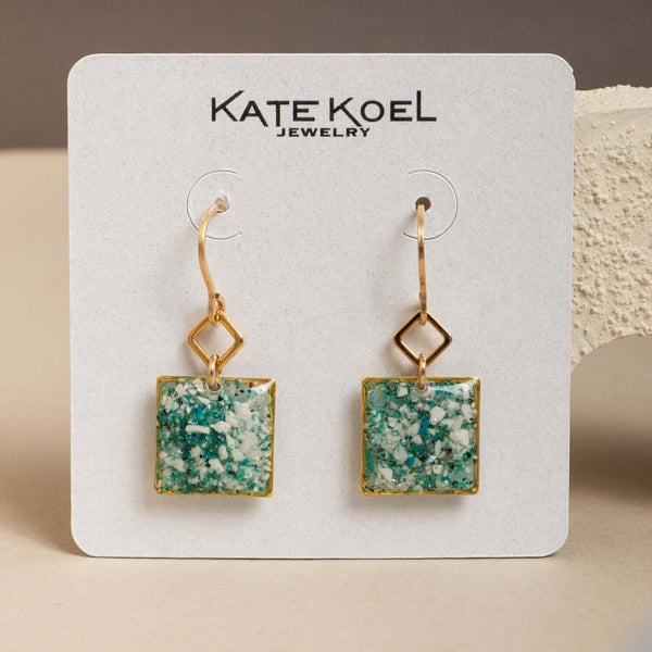 Howlite & Chrysocolla Square Dangle Earrings - Kate Koel