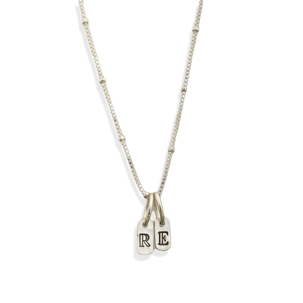 Initial Tag Pendant in Silver