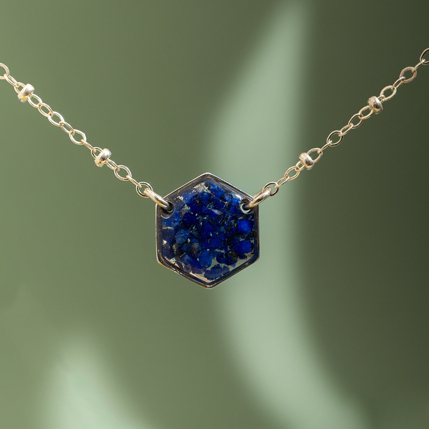 Hexagon Gem Necklace in Silver