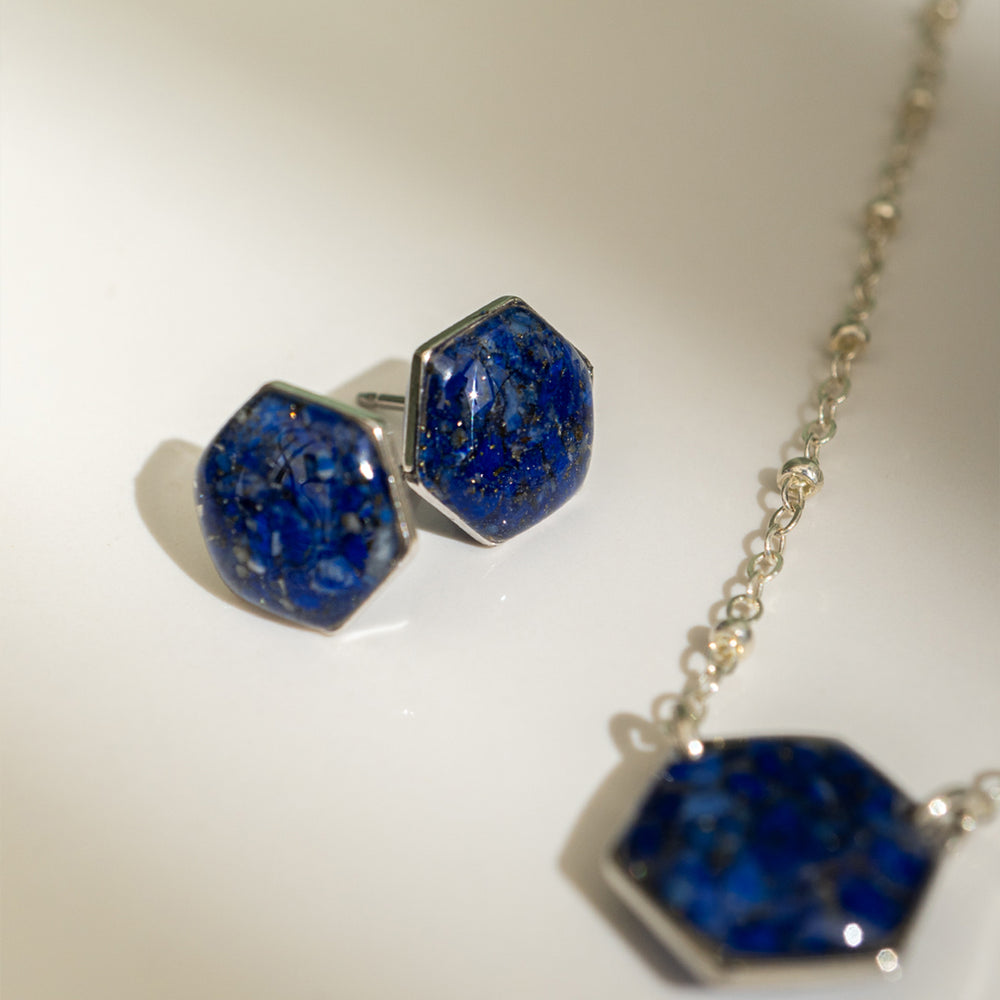 
                      
                        Hexagon Gem Necklace in Silver
                      
                    