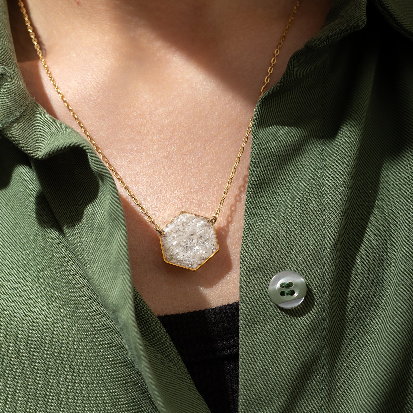 Howlite Hexagon Necklace