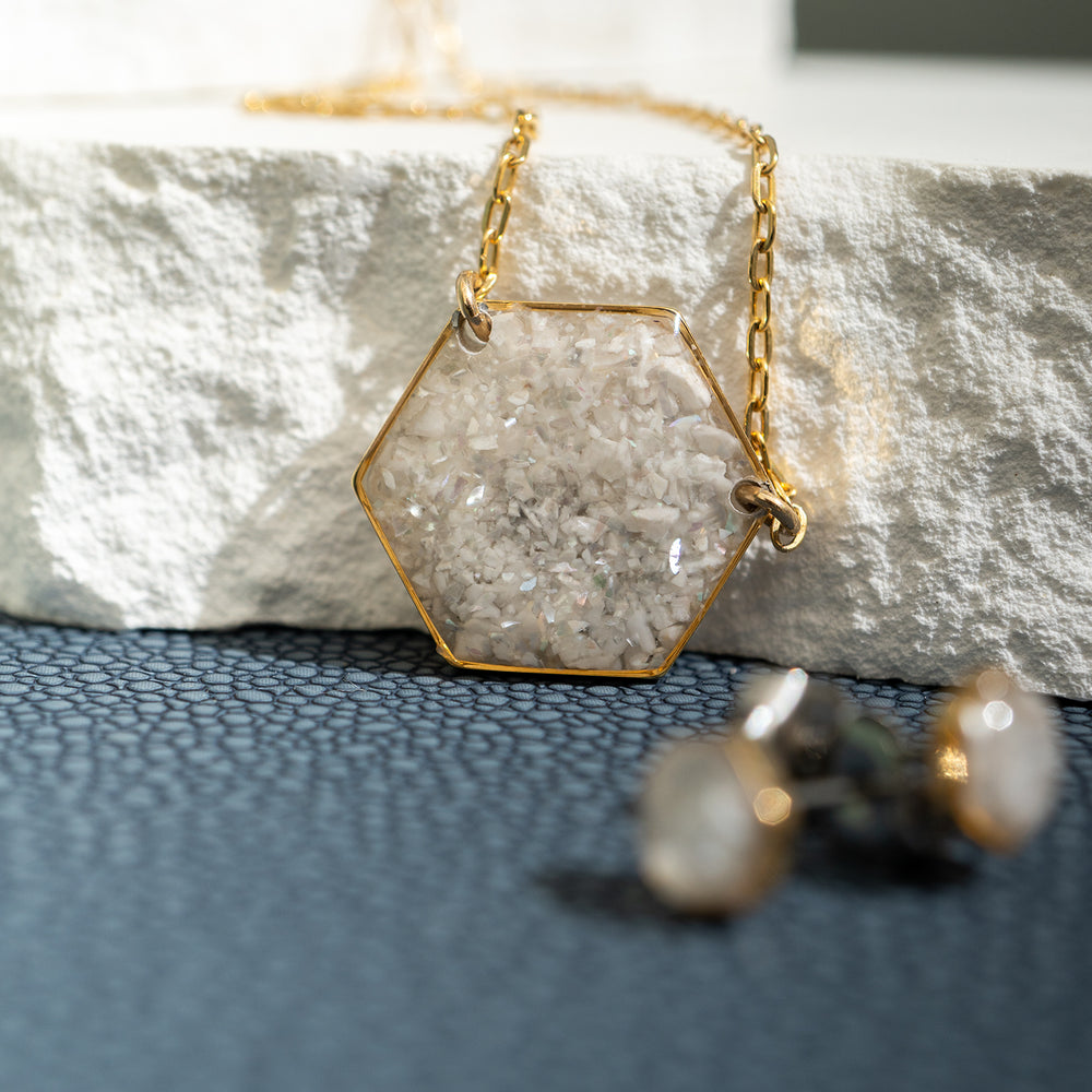 
                      
                        Howlite Hexagon Necklace
                      
                    