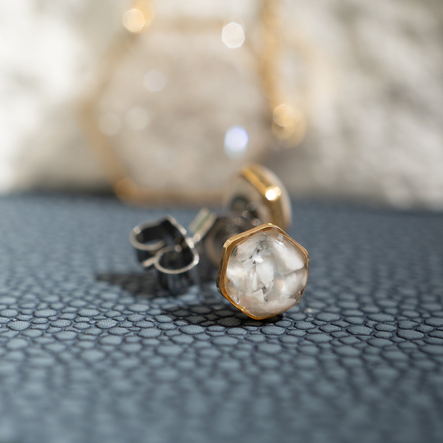 Tiny Howlite Hexagon Studs