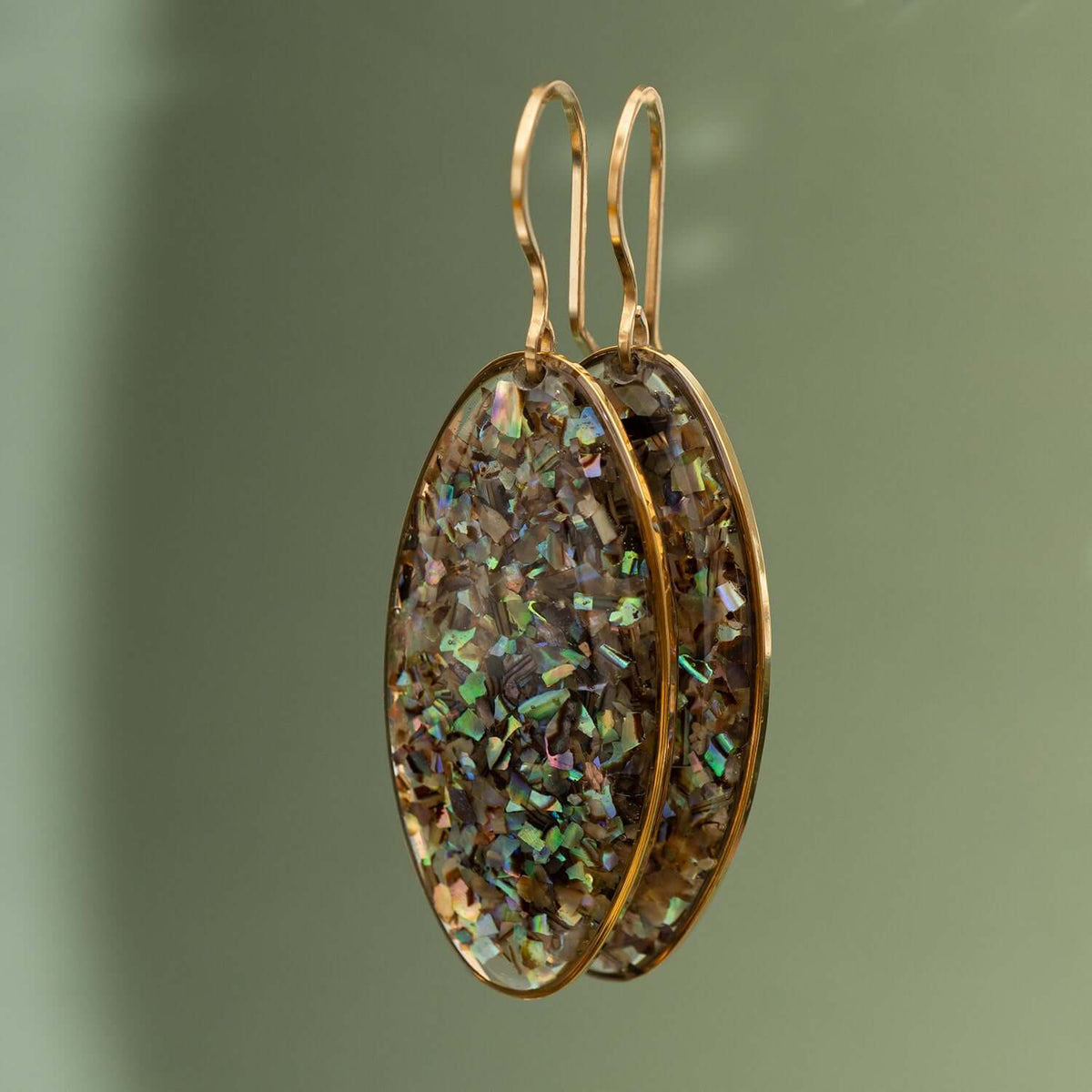 Large Oval Abalone Earrings