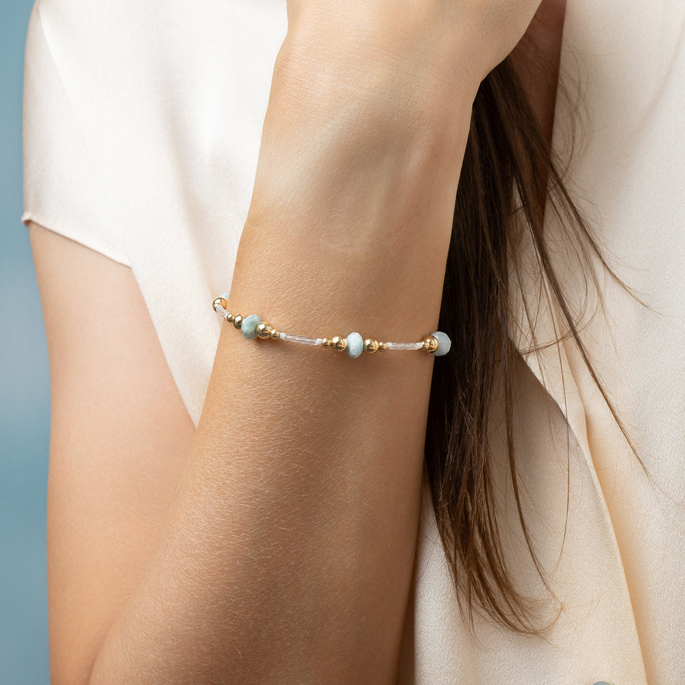 
                      
                        Gold Larimar Bracelet
                      
                    