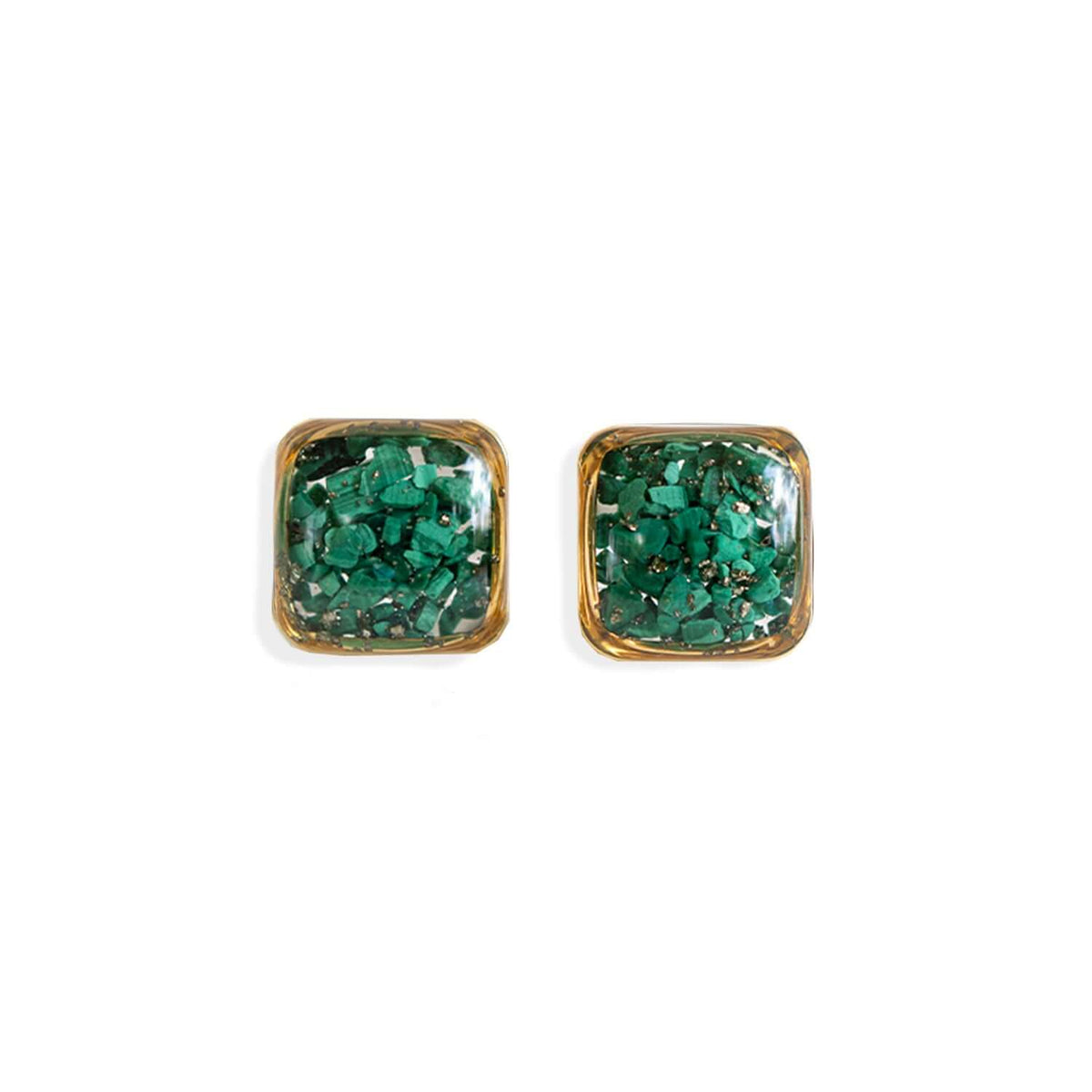 Malachite Square Earrings
