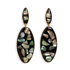 Handcrafted midnight tide Statement Abalone Earrings with genuine iridescent abalone shell by Kate Koel