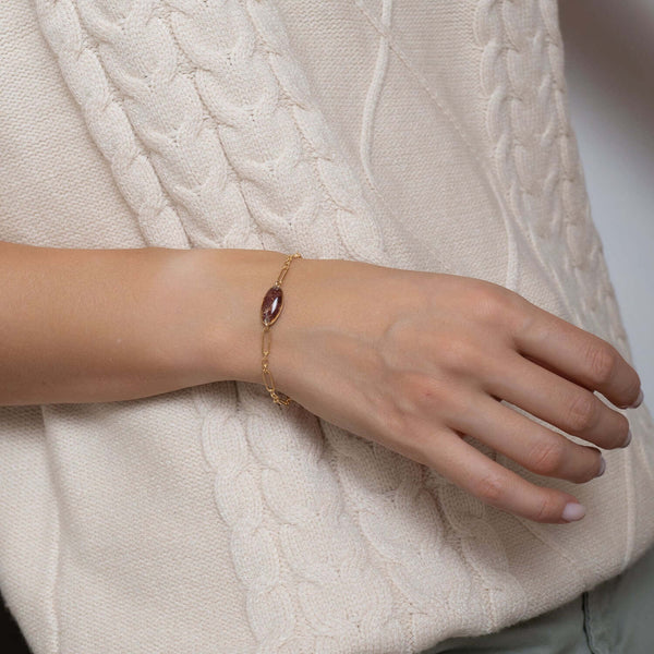 Mini Oval Garnet Bracelet - Kate Koel