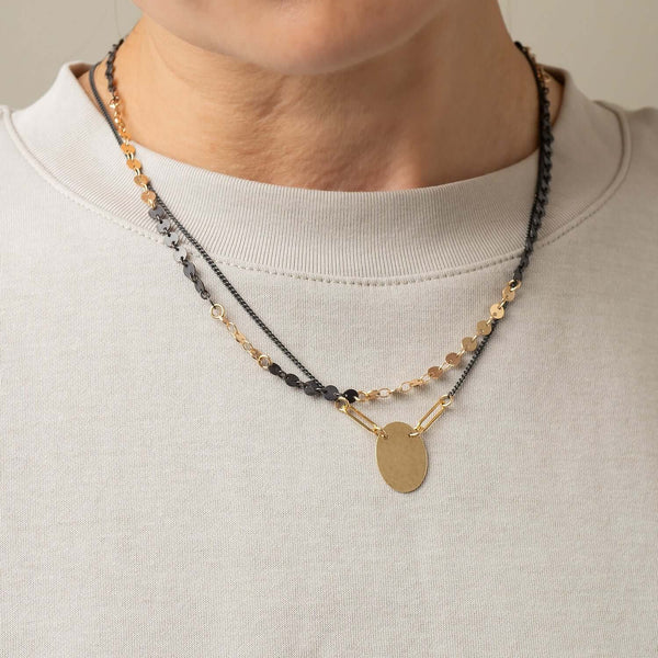 Mixed Metal Dot Disc Necklace - Kate Koel