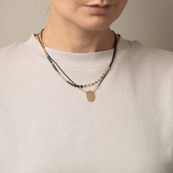 Mixed Metal Dot Disc Necklace - Kate Koel