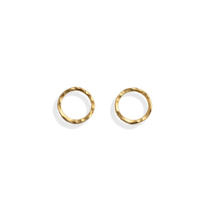 Gold hoop earrings on a white background