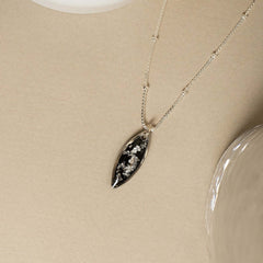 Oval Black and Silver Foils Necklace - Kate Koel
