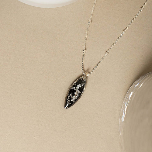 Oval Black and Silver Foils Necklace - Kate Koel