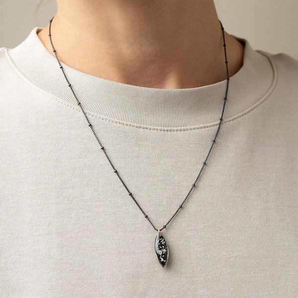Oval Black and Silver Foils Necklace - Kate Koel
