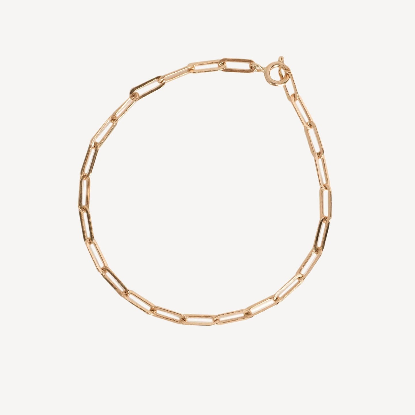 14k gold filled chain bracelet on a white background