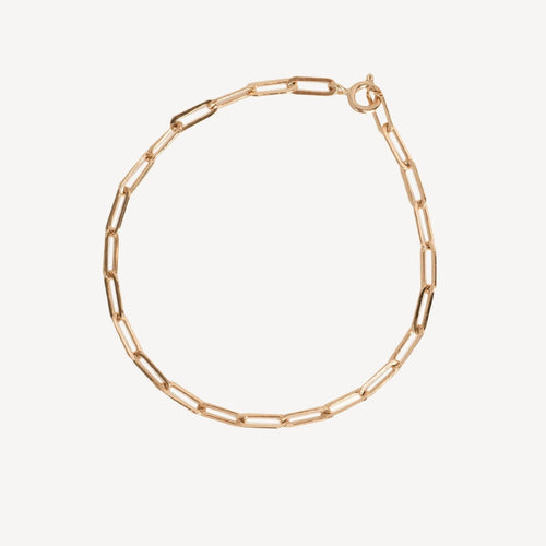 14k gold filled chain bracelet on a white background
