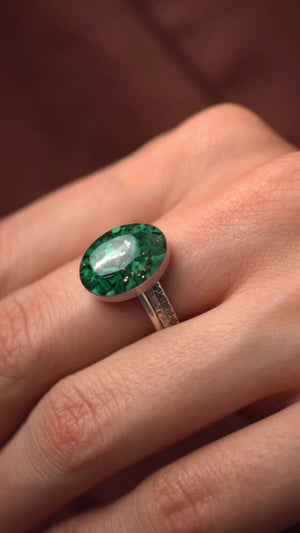 Statement Green Oval Malachite ring