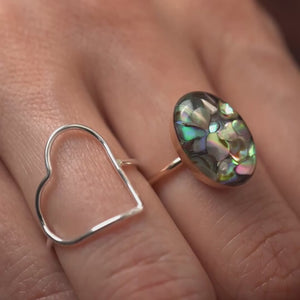 Statement Abalone Shell Oval Ring