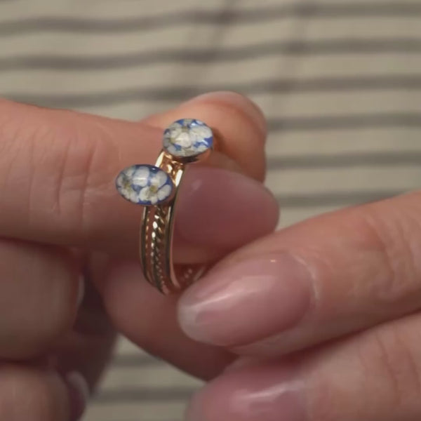 The Delicate Blue Flower Ring Set