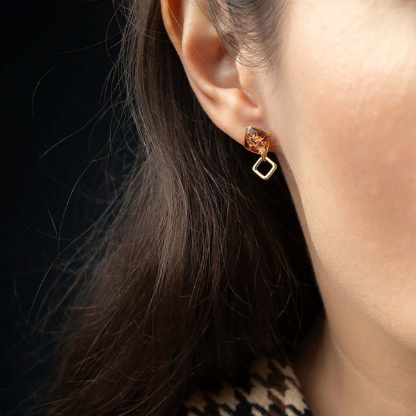 Rouge Square Dangle Stud Earrings - Kate Koel