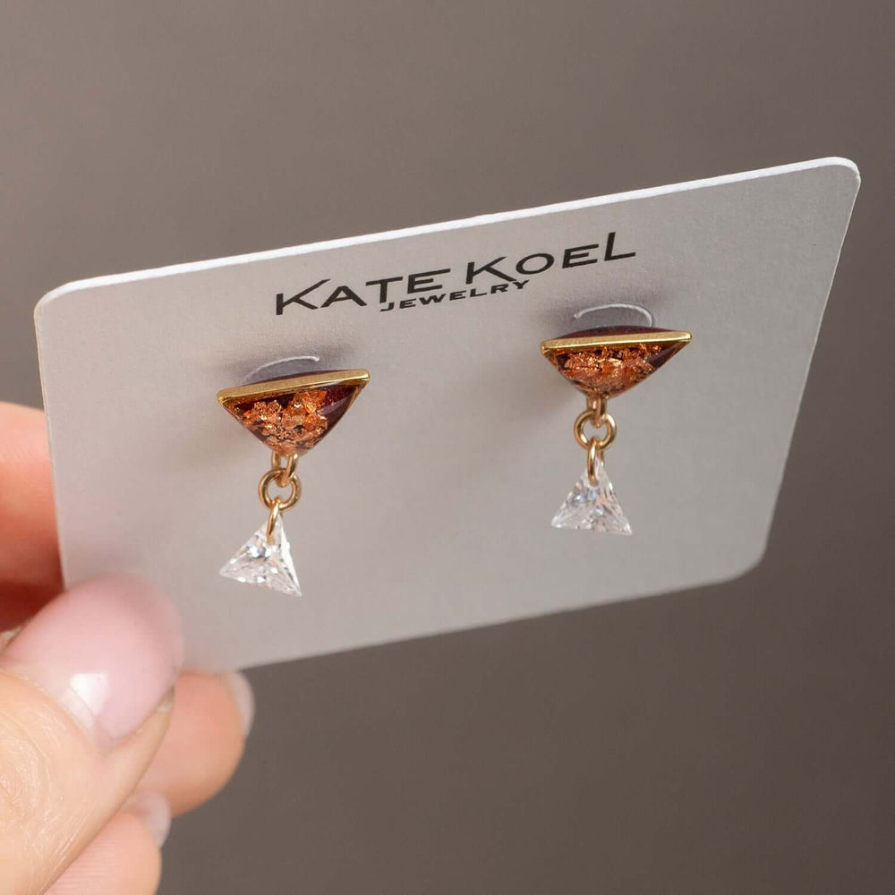Rouge Triangle Dangle Earrings - Kate Koel