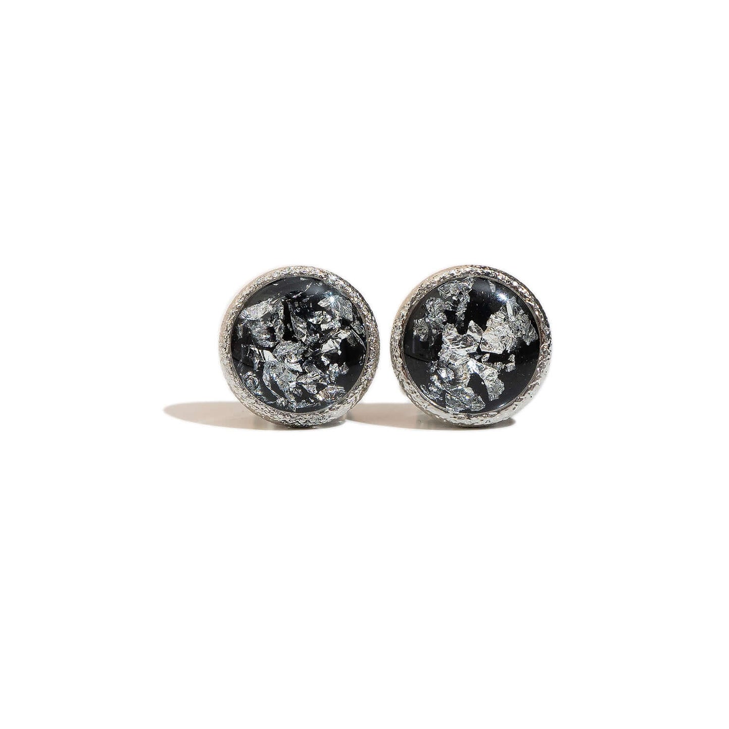 Round Black and Silver Stud Earrings - Kate Koel