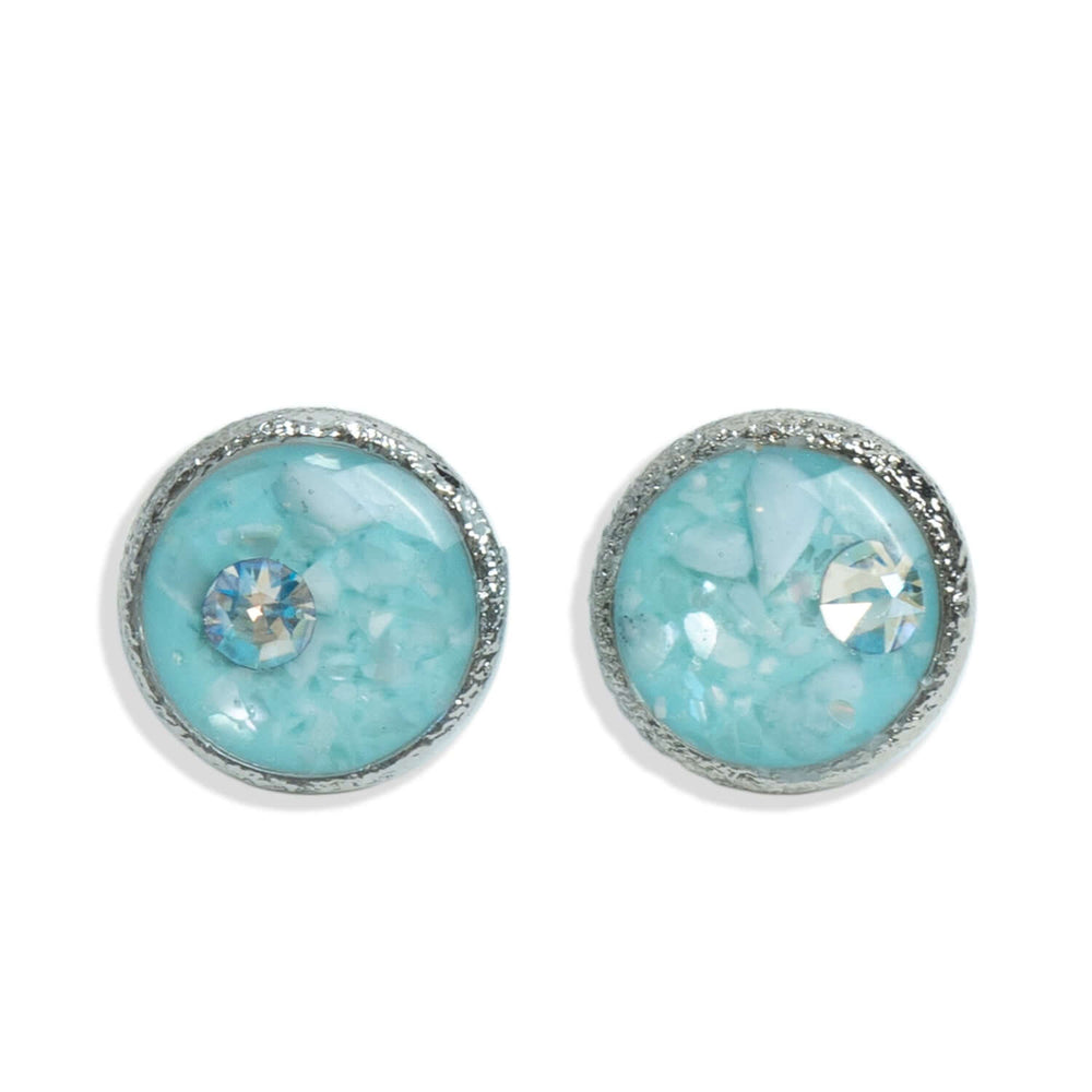 Round Blue Studs - Kate Koel