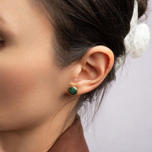 Round Malachite Earrings