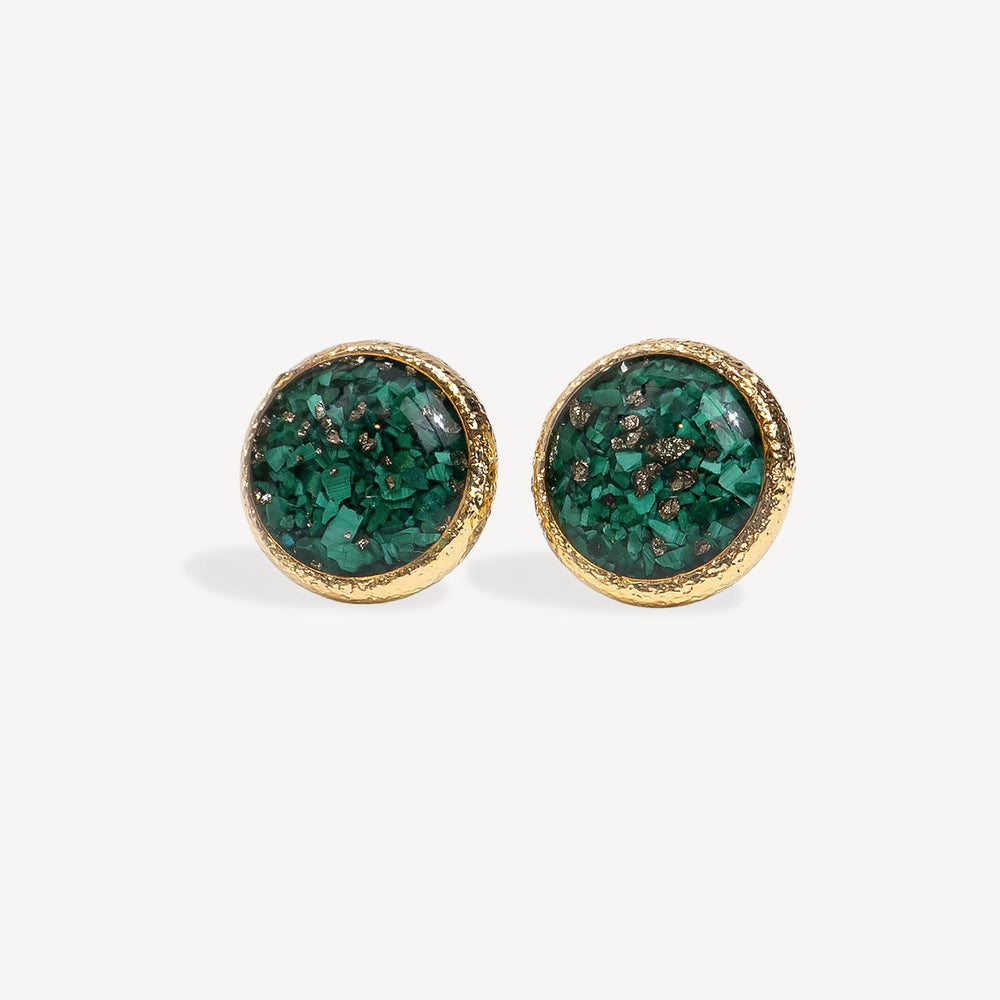 Round Malachite Earrings