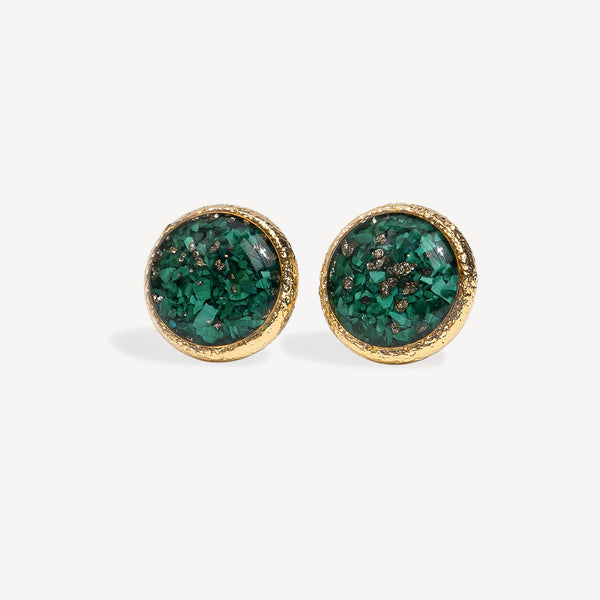 Round Malachite Earrings