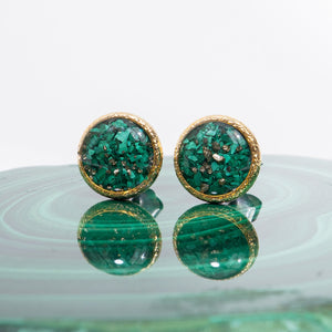 Round Malachite Earrings
