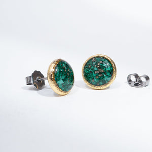 Round Malachite Earrings